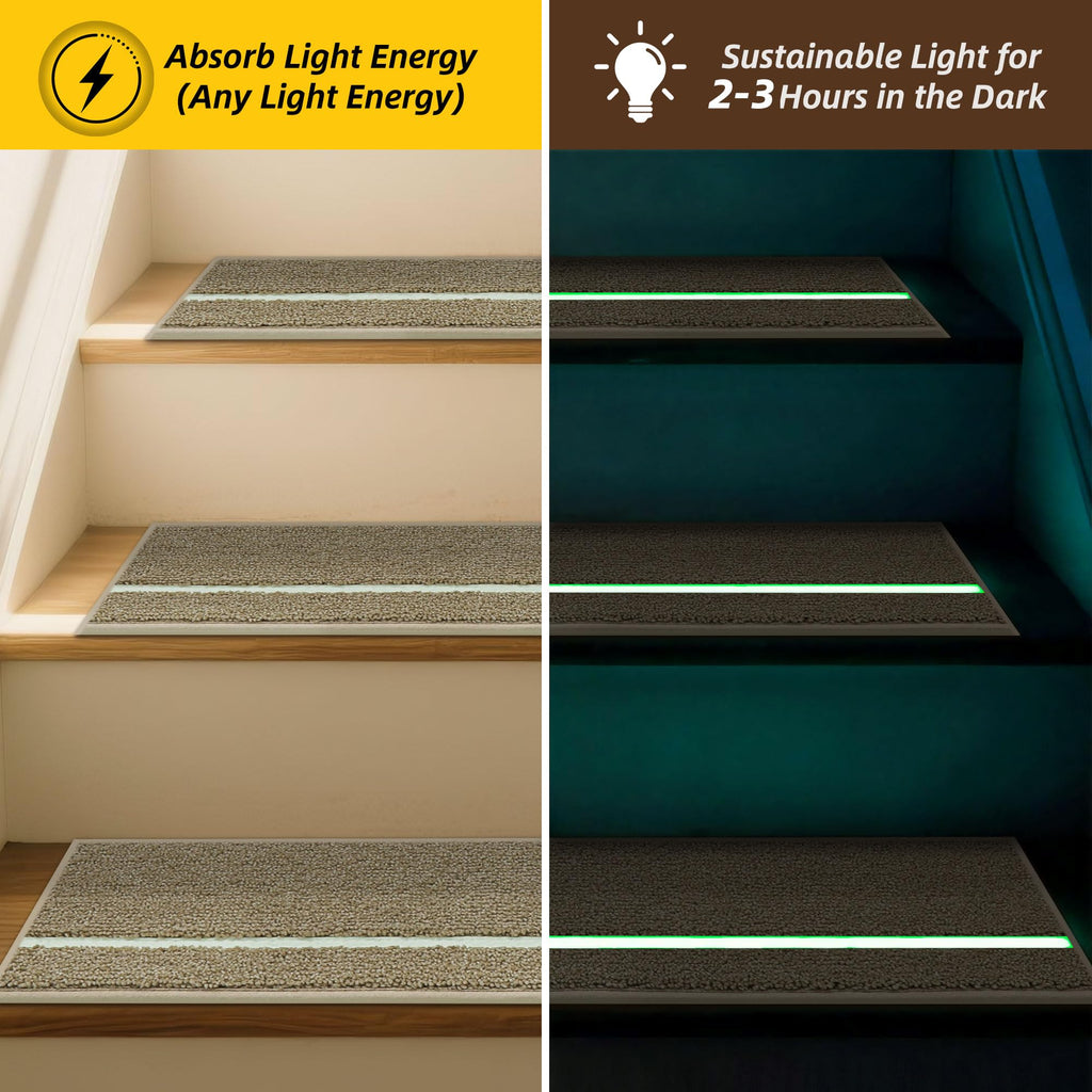 Glow-in-the-Dark Stair Treads Indoor, 15 Pack, 9" x 28", Beige