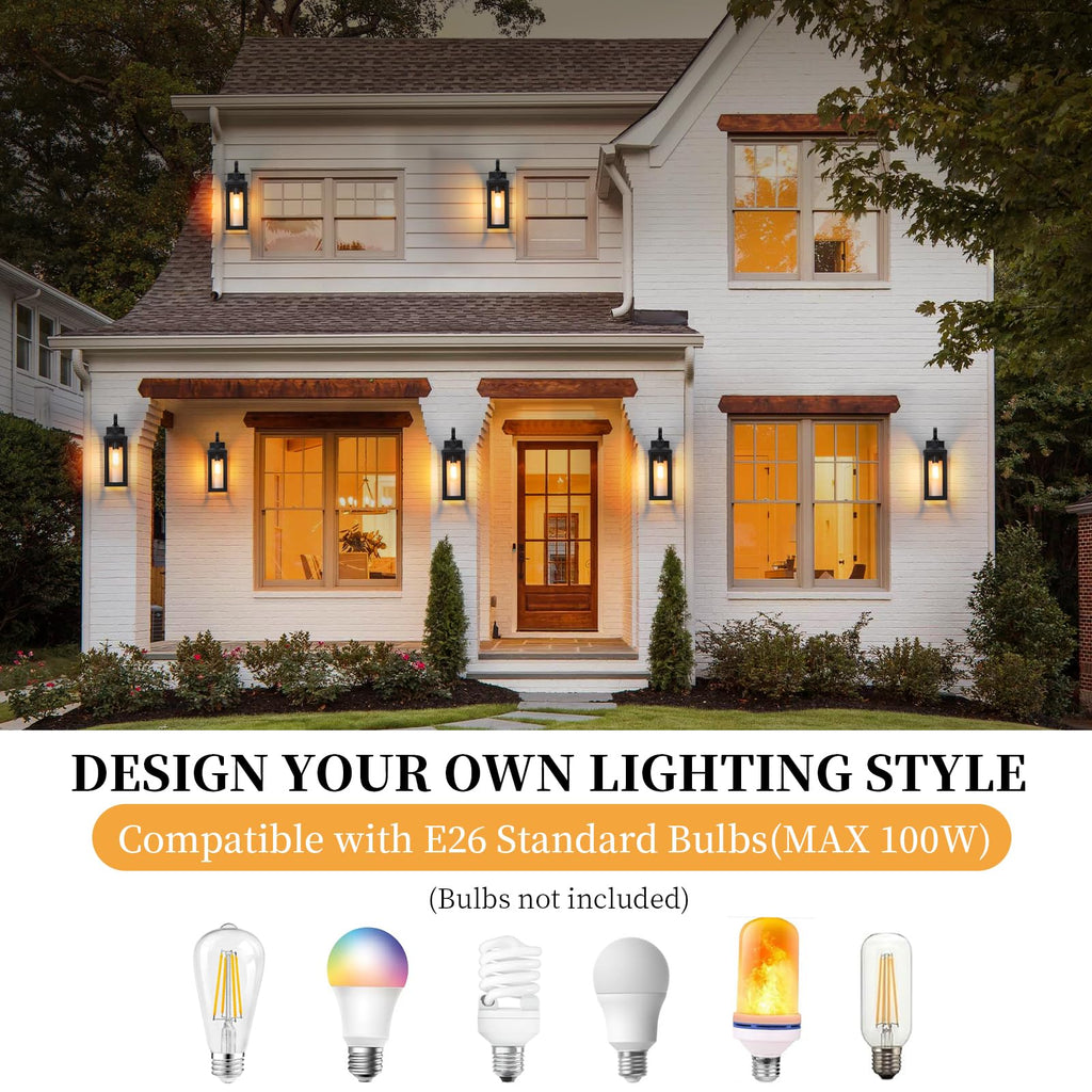 17" Large Outdoor Wall Lights 2-Pack, Matte Black