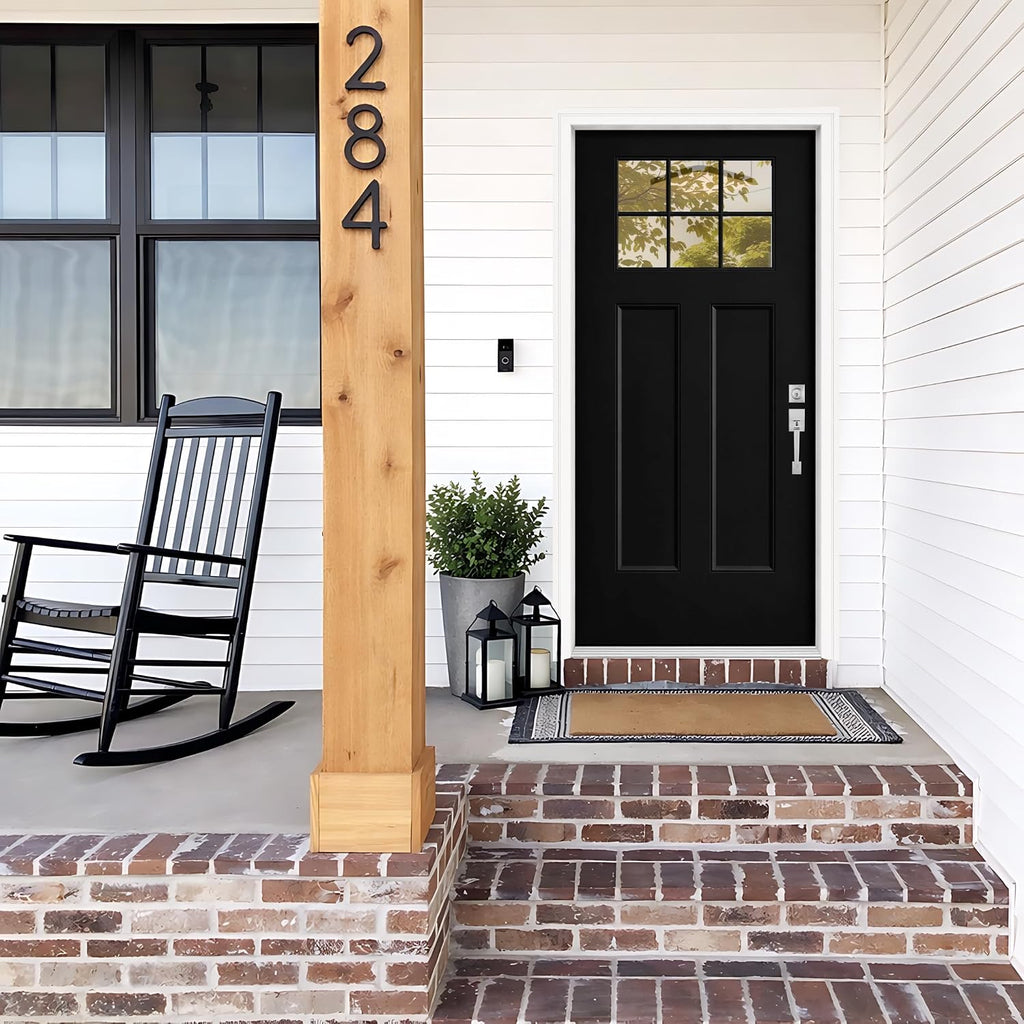 Fiberglass Entry Door, 36'' x 80'' Front Exterior Door with Brickmould and Vinyl Frame, Right Hand Inswing White