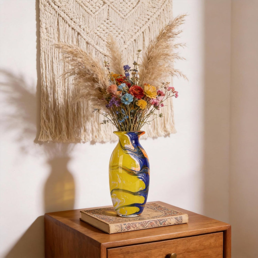 Hand Blown Glass vase, Colorful Decorative vase, Modern Glass Art Piece, Perfect Coffee Tables, Dining Table
