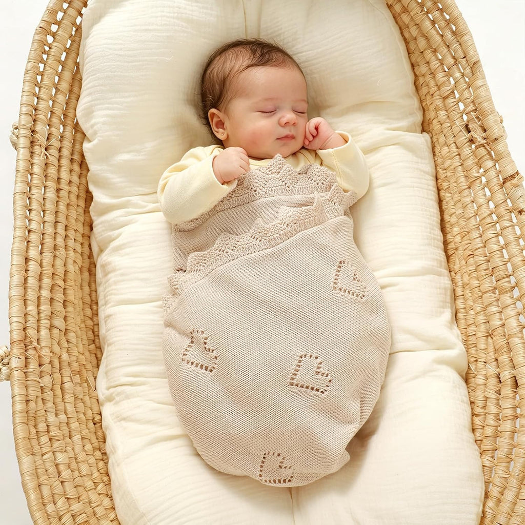 Blanket Cotton Crochet Newborn Neutral Nursery Swaddling Blankets Knit