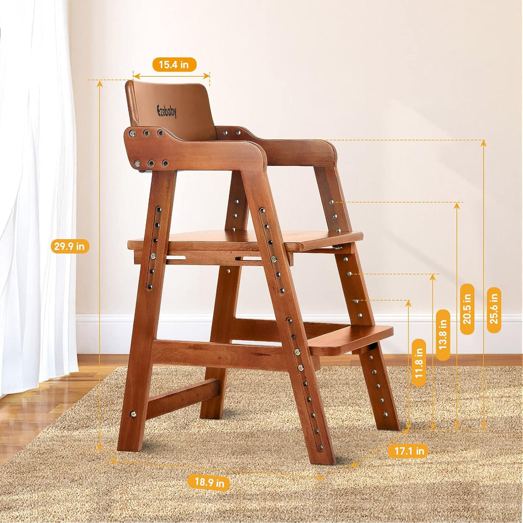 Wooden High Chair for Toddlers to Teens Adjustable Kids Learning Chair with Steps, Child Seats with Removable