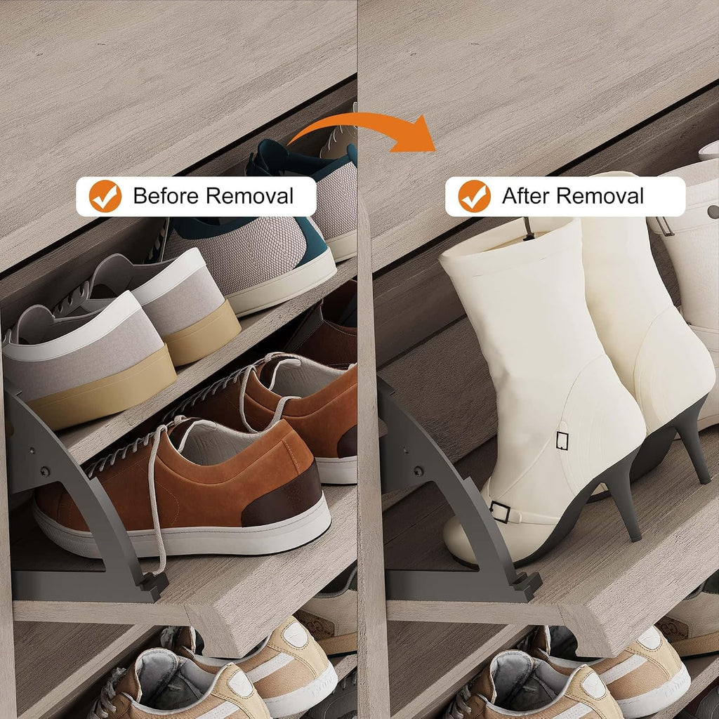 Shoe Cabinet, 6 Flip Drawers, Narrow Freestanding Shoe Organizer with Adjustable and Removable Shelves, Modern Wooden