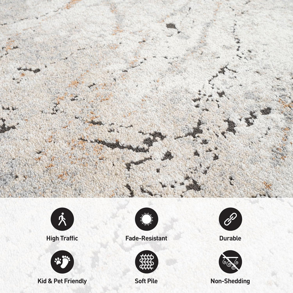 Modern Abstract Marble Area Rug Beige/Gray