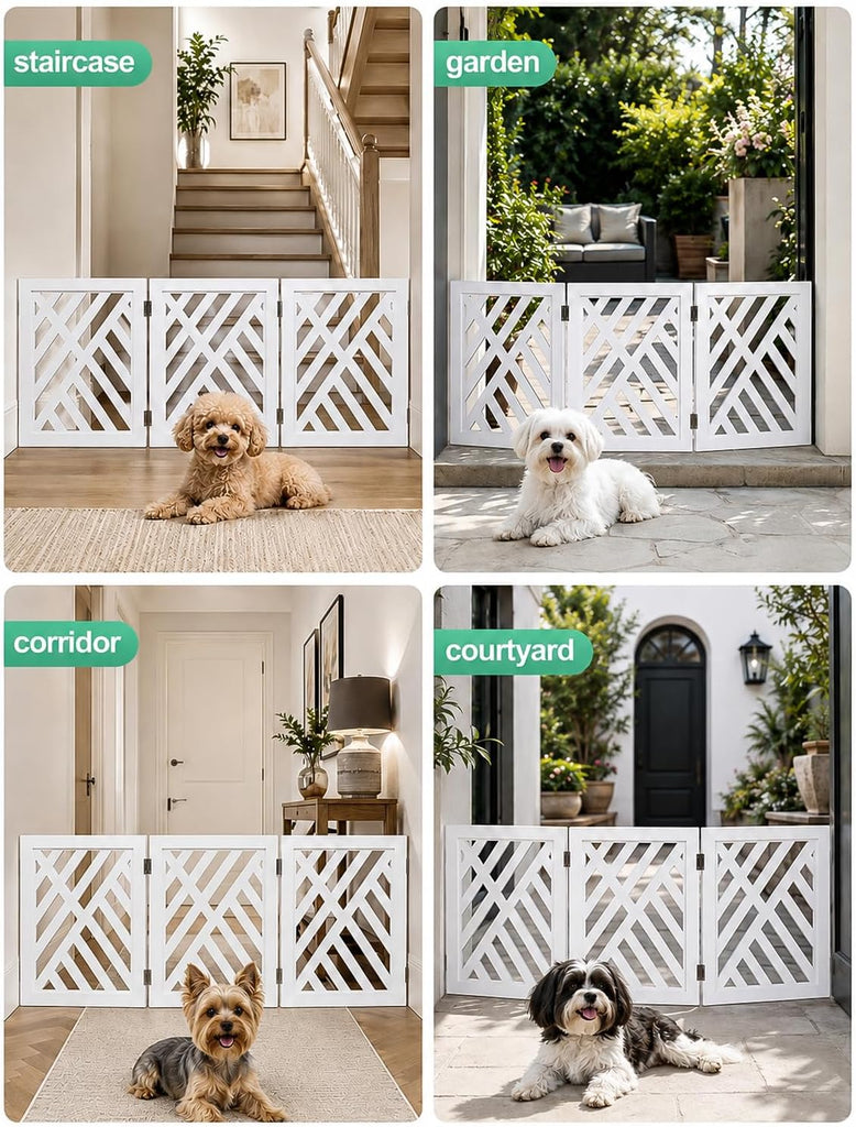 16" Short Dog Gate, Puppy Gate Indoor, Freestanding Small Dog Gate, 3 Panel