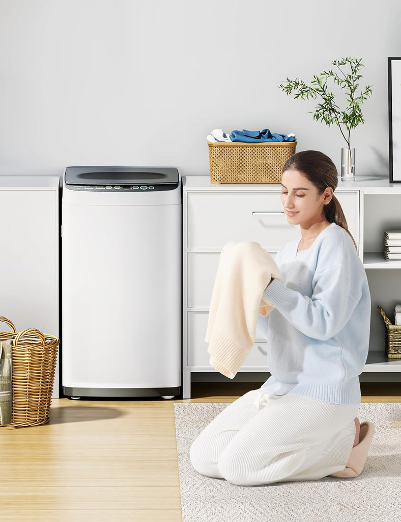 Portable Washing Machine, 0.9 cu. ft with 6 Cycles, Drum Clean, Quick, Stainless Steel Tub, Transparent Lid, LED