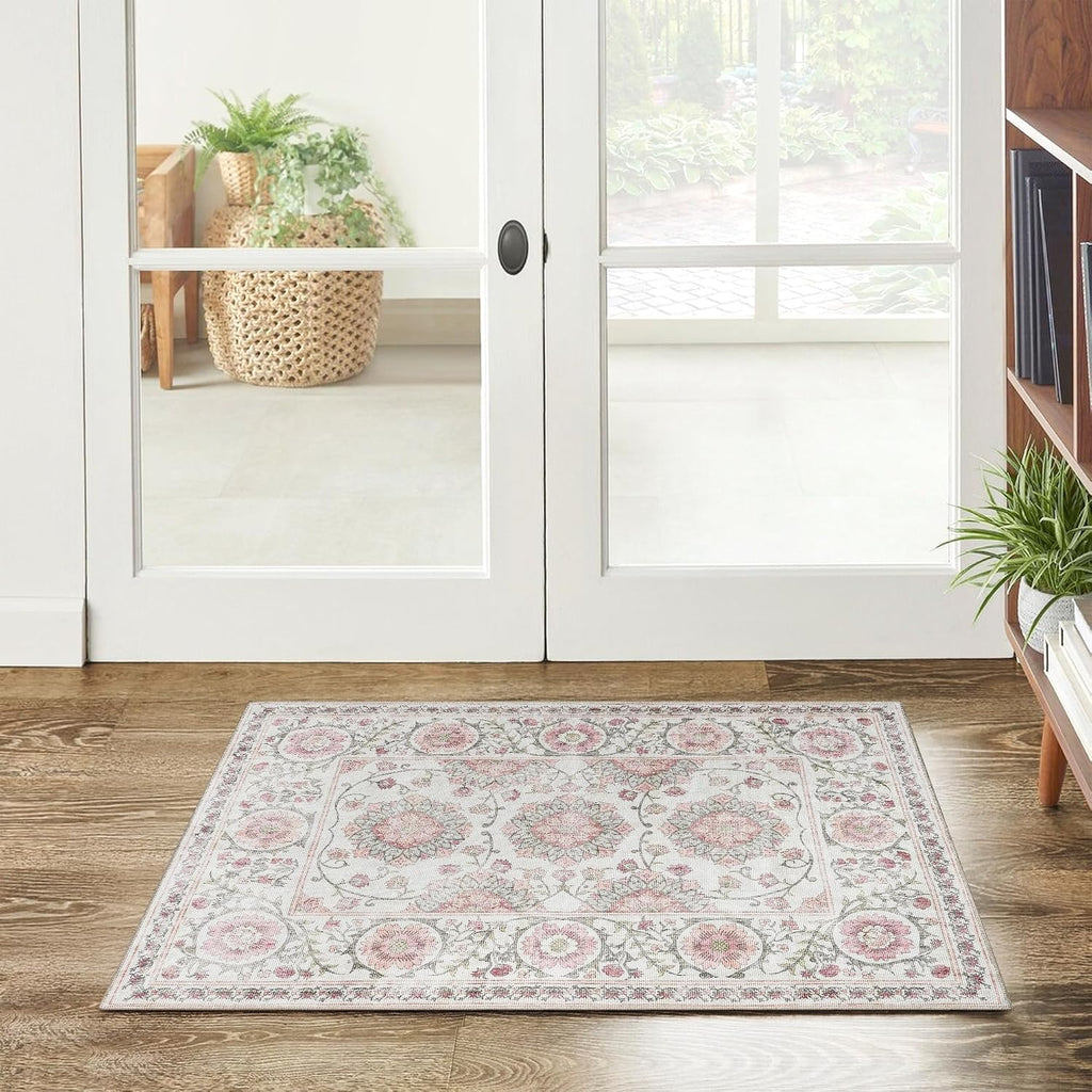 Machine Washable Indoor Area Rug - Small, Easy Cleaning & Non-Shedding, Ideal for High Traffic Areas, Moroccan