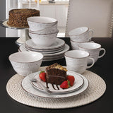 Trellis White 16-Piece Stoneware Dinnerware Set, Service for 4, Distressed White Finish