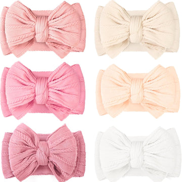6 Pcs Baby Bows Headbands Nylon Hairbands Baby Girl Bows Hair Accessories for Infant Toddler Essentials