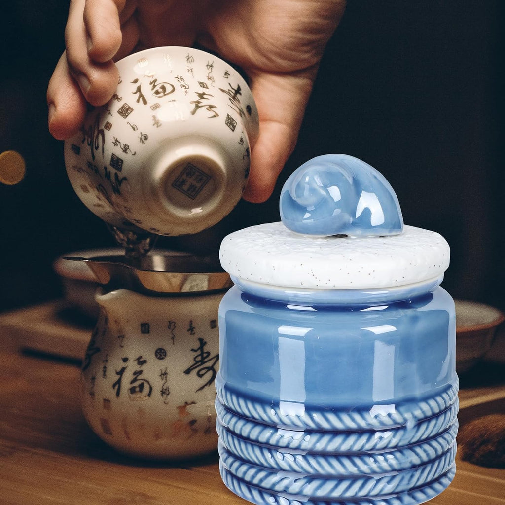 Tea Storage Pot Lidded Tea Canister Coffee Canister Apothecary Jar Style