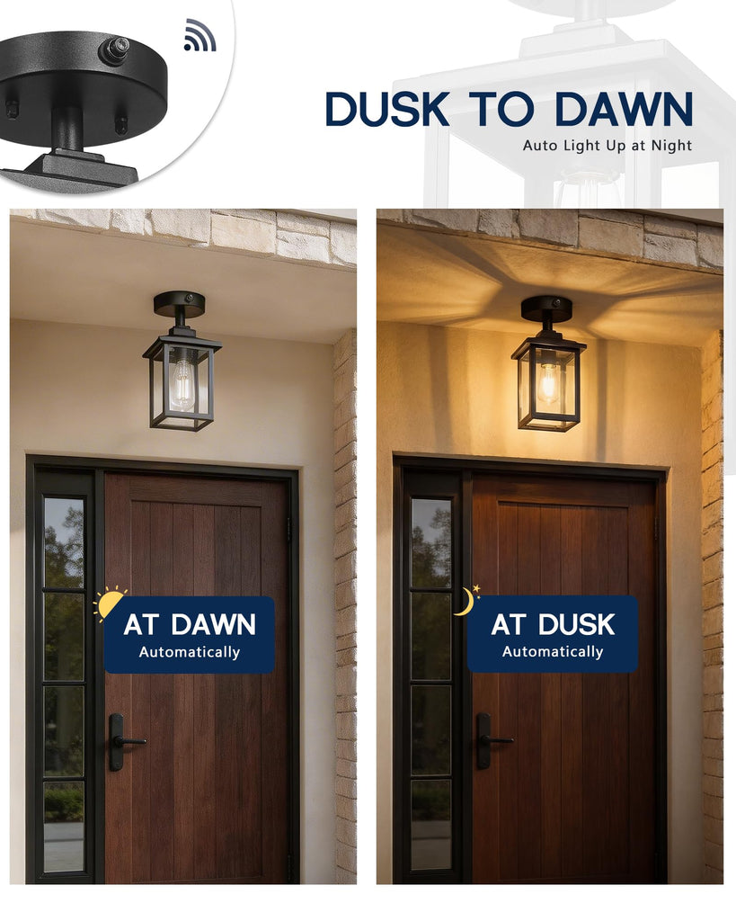 13" Dusk to Dawn Outdoor Semi Flush Mount Ceiling Light