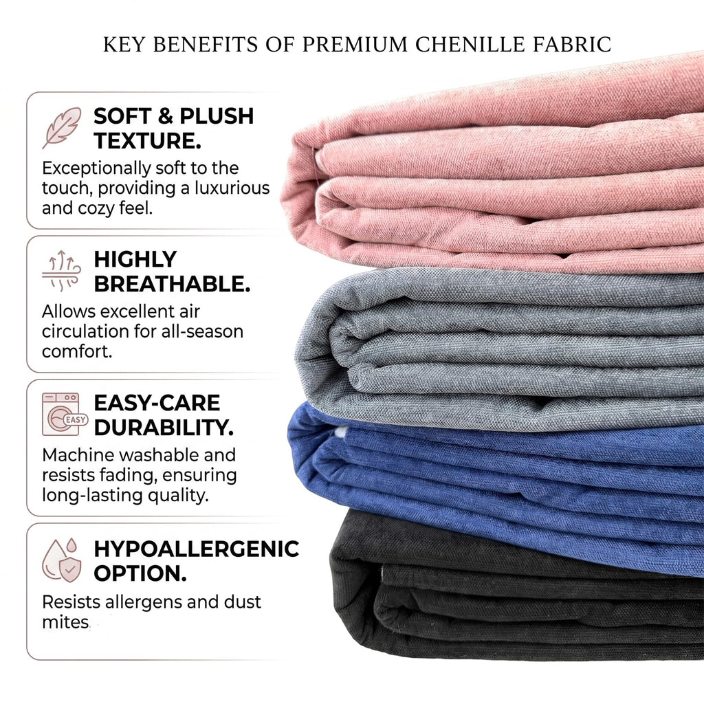 Premium Upholstery Chenille Fabric by the Yard - Thick & Soft Textured Fabric for Chairs, Sofa & Home Decor (Brown, 3