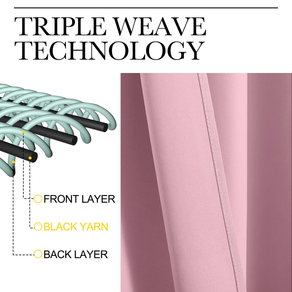 Rouge Pink Blackout Curtain 118 inch Long, W55 x L118, 1 Panel, Thermal Insulated Window Treatment with Grommet Room