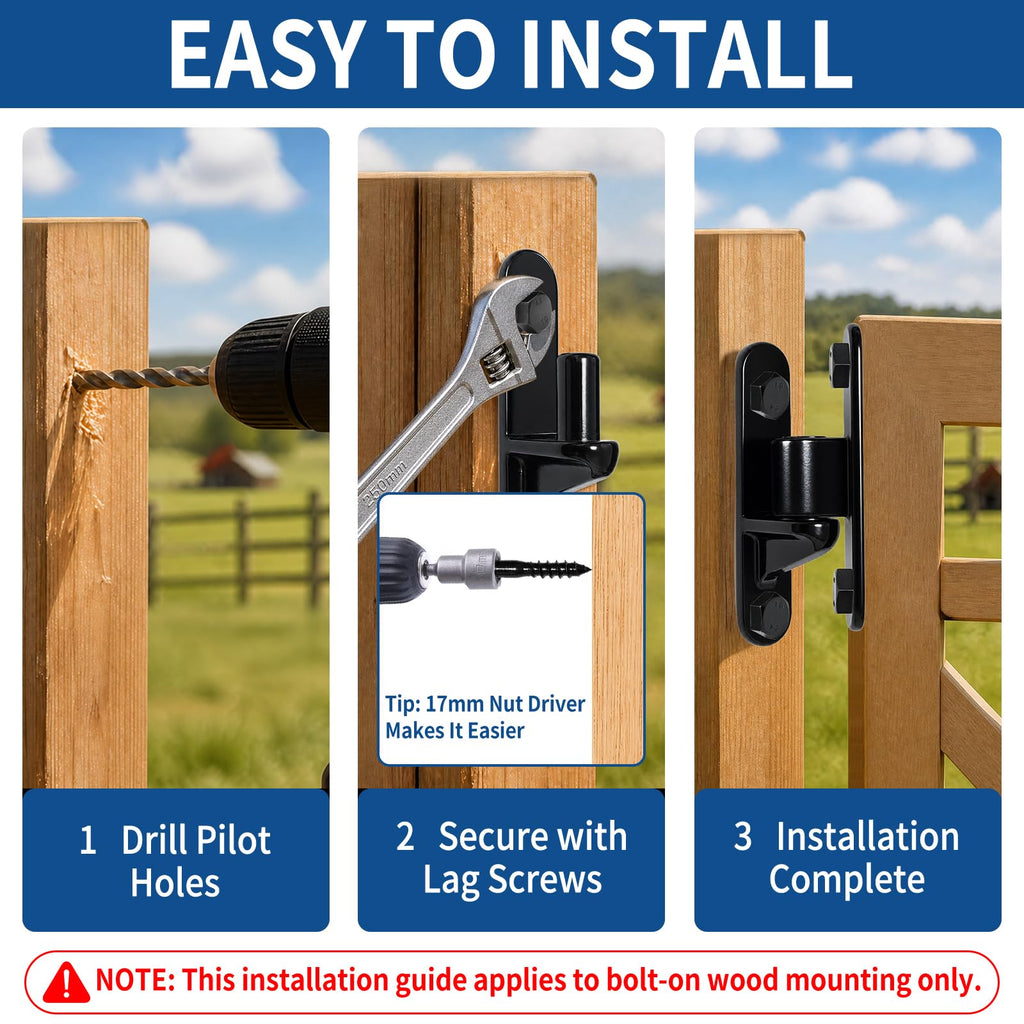 Heavy Duty Gate Hinges, 4 Pack, 5/8" Pin, 304 SS, Screws Included