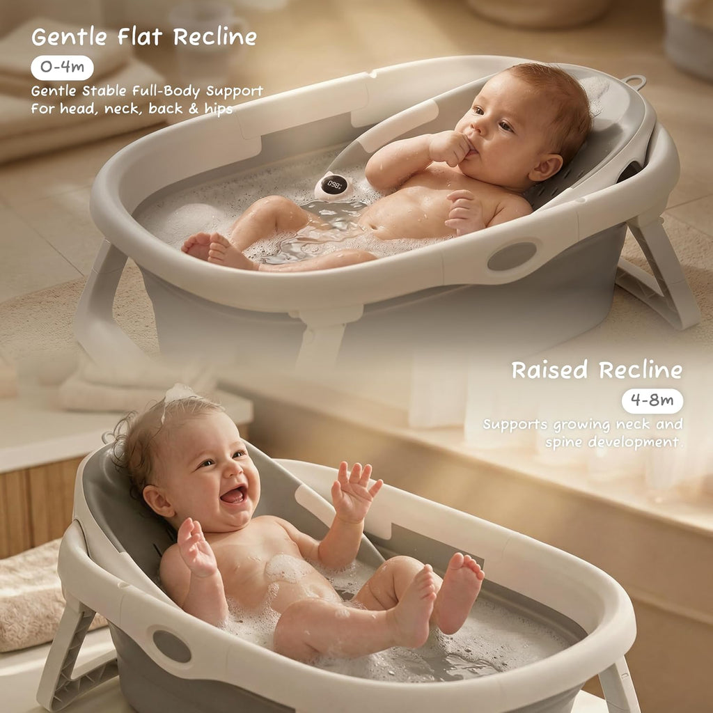 In-1 Collapsible Baby Bathtub for Newborn & Toddler 0 (Grey)