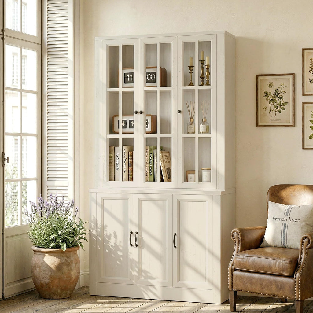 39"W Modern Buffet Cabinet with 3 Doors, Modular Sideboard Cabinet with Baseboard Design & Adjustable Shelves, Sturdy