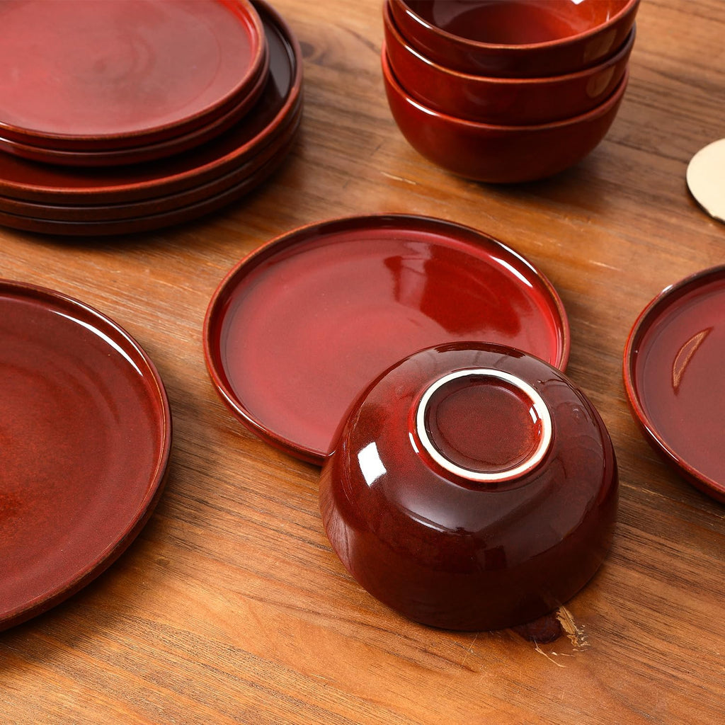 Ceramic 12 Pieces Dinnerware Set - Dinner Plates Salad Plates Cereal Bowls Set Service for 4