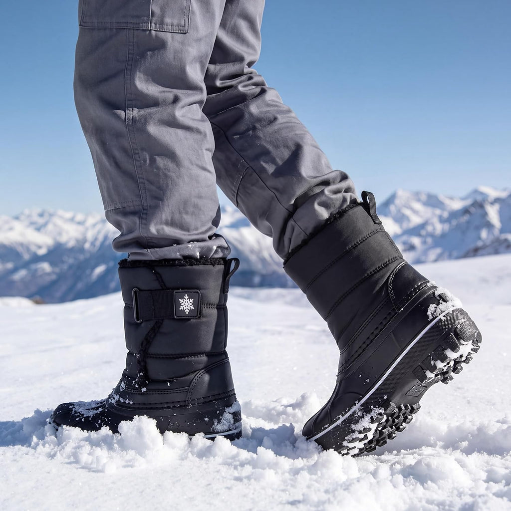 Kids Snow Boots with hook&loop Girls Boys Winter Warm Boots