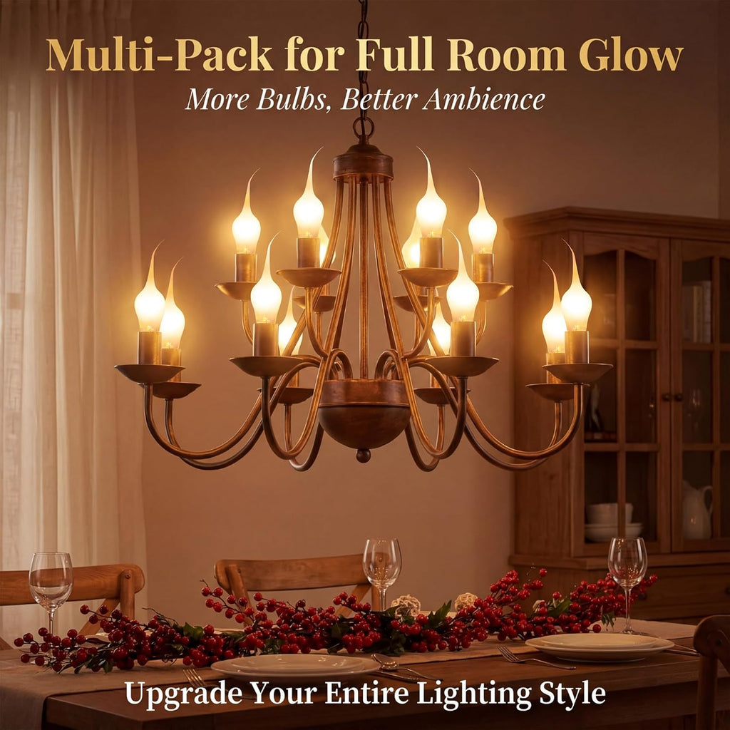 6 Pack 6W Silicone Dipped Candle Light Bulbs E12 Base