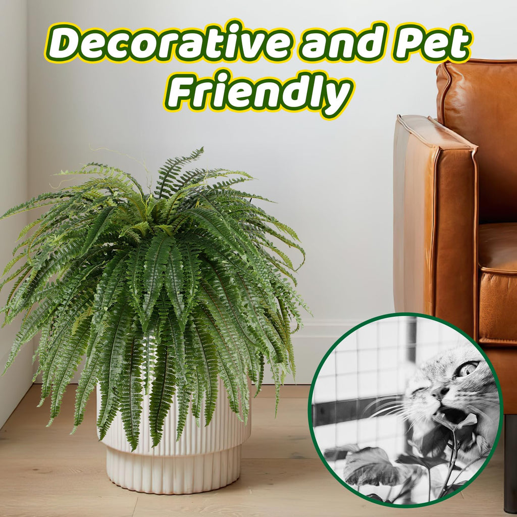 Single Silky 50" Artificial Fern Plant, Large Fake Fern with 100Fronds, Realistic Faux Boston Fern Bush for Outdoors
