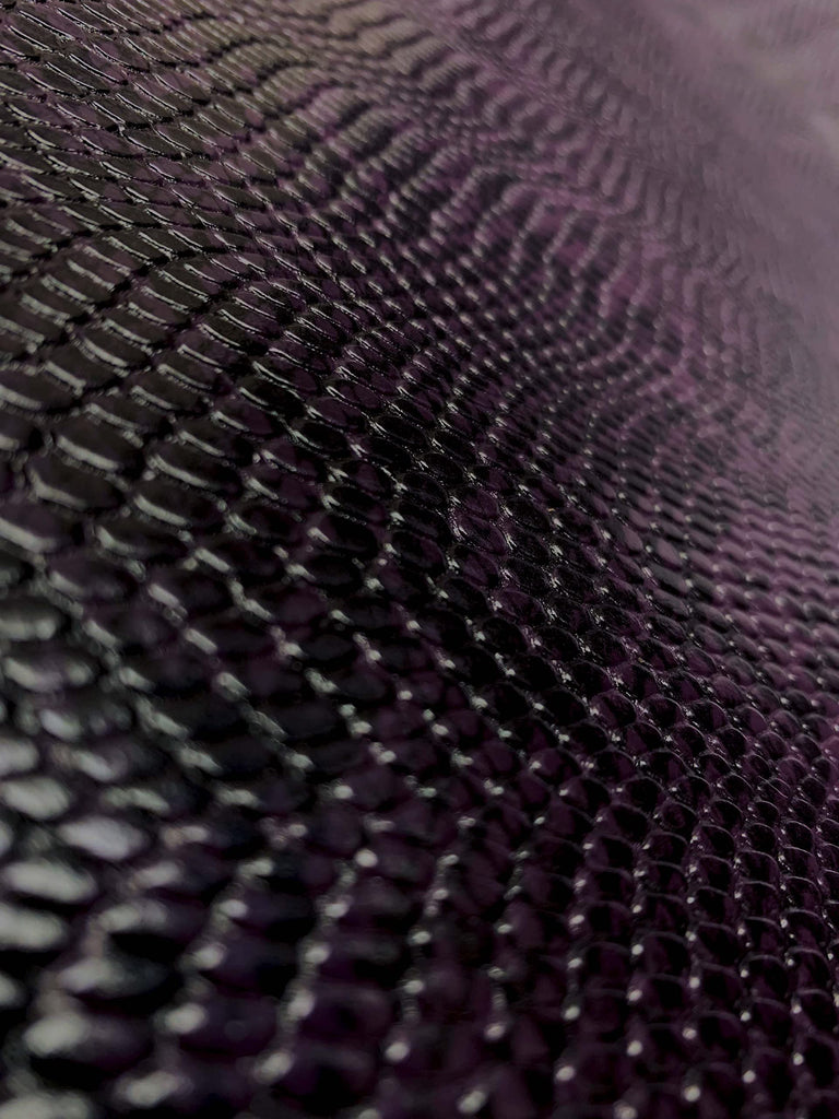 Vinyl Fabric Embossed Texture Rattlesnake Fake Leather Material Sold by The Yard (Plum) 54 Inches