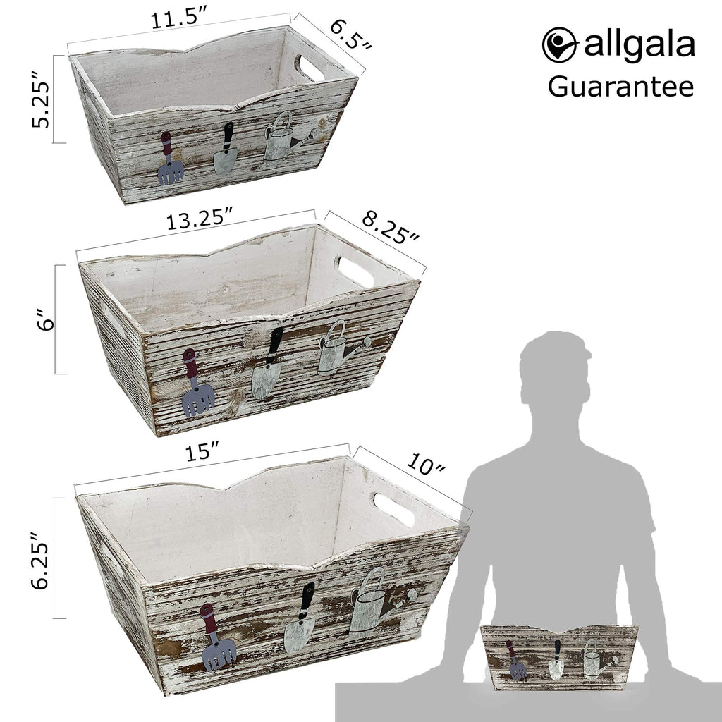 Set Wooden Boxes Planter Trough for flower pots - Indoor Outdoor decoration Storage Display Boxes (Style