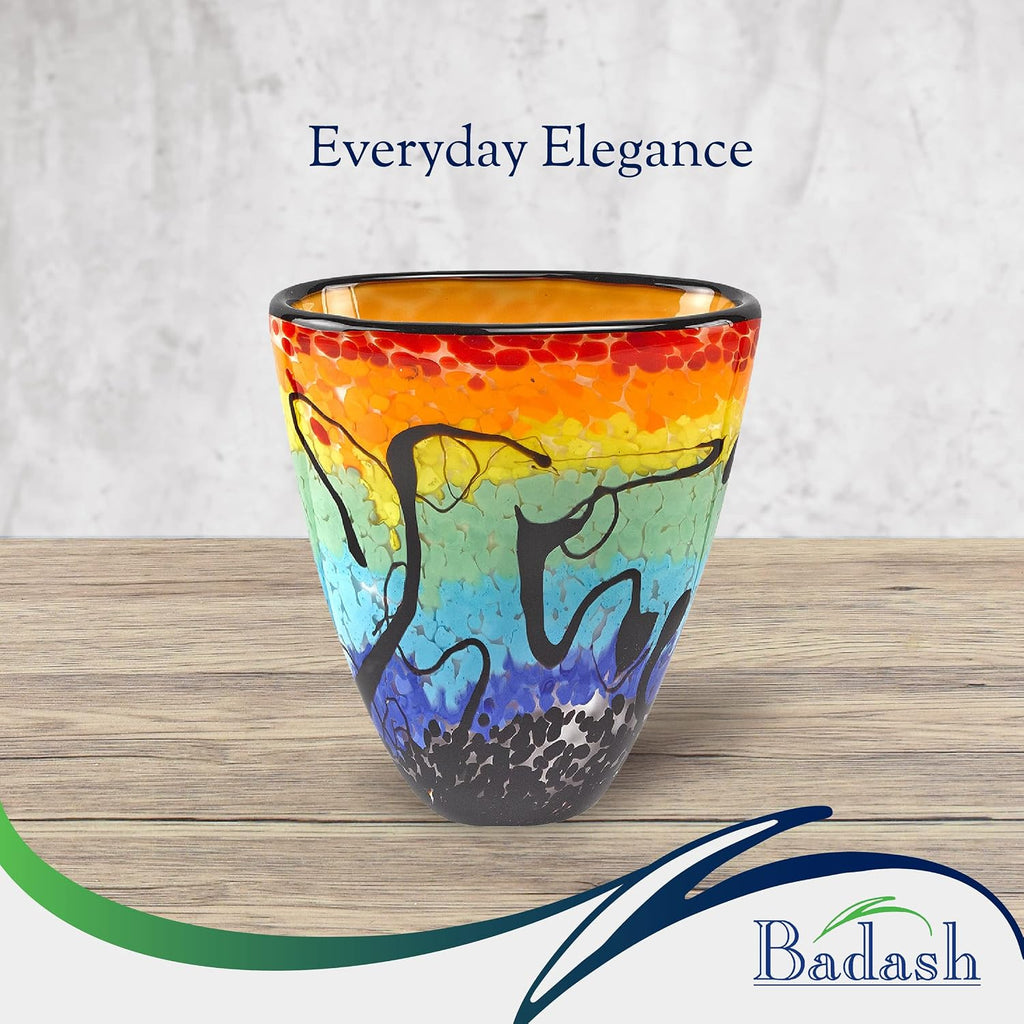 Allura Murano-Style Art Glass Flower Vase Centerpiece, 7 Inch