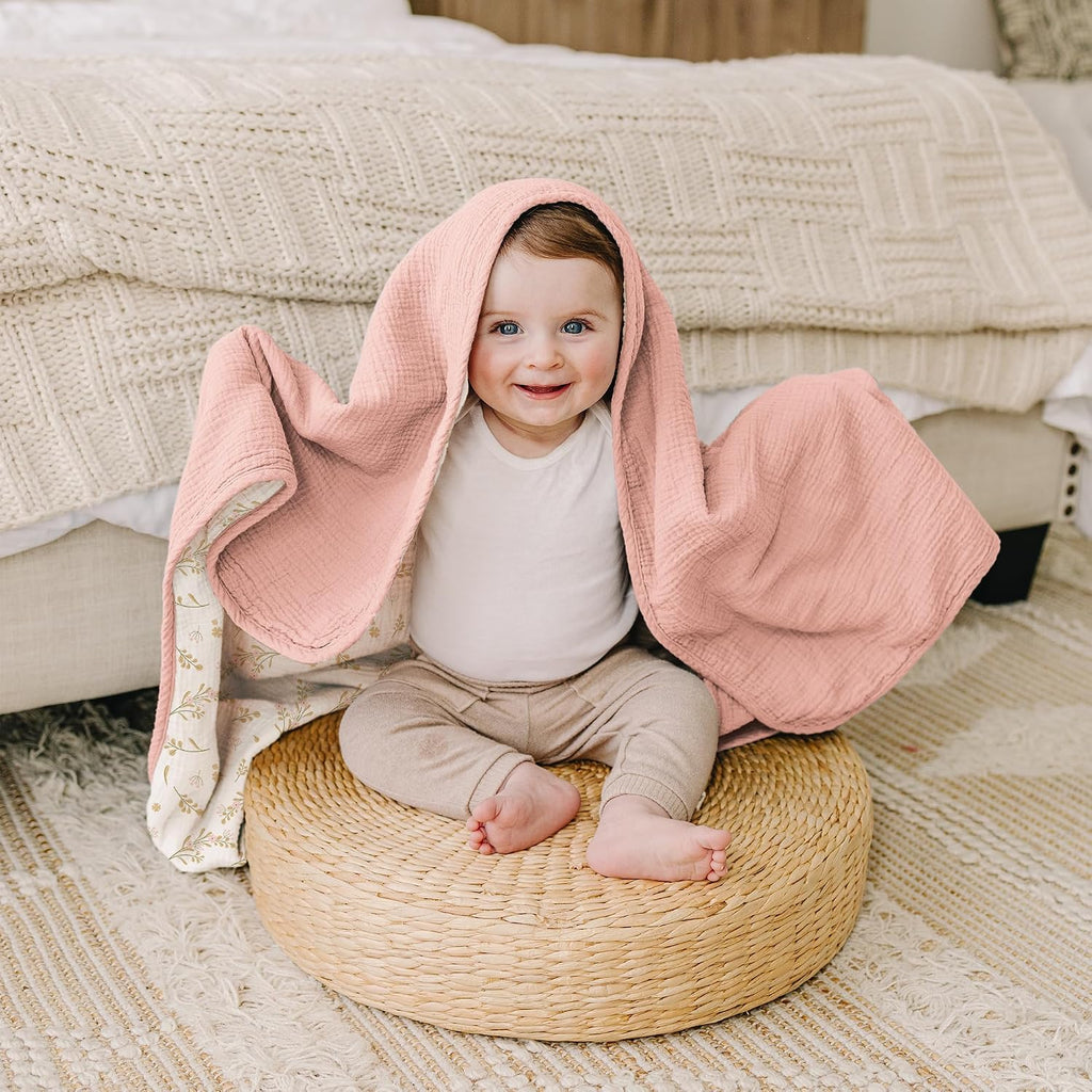 100% Cotton Muslin Baby Blanket for Girls Boys, 40"x36"