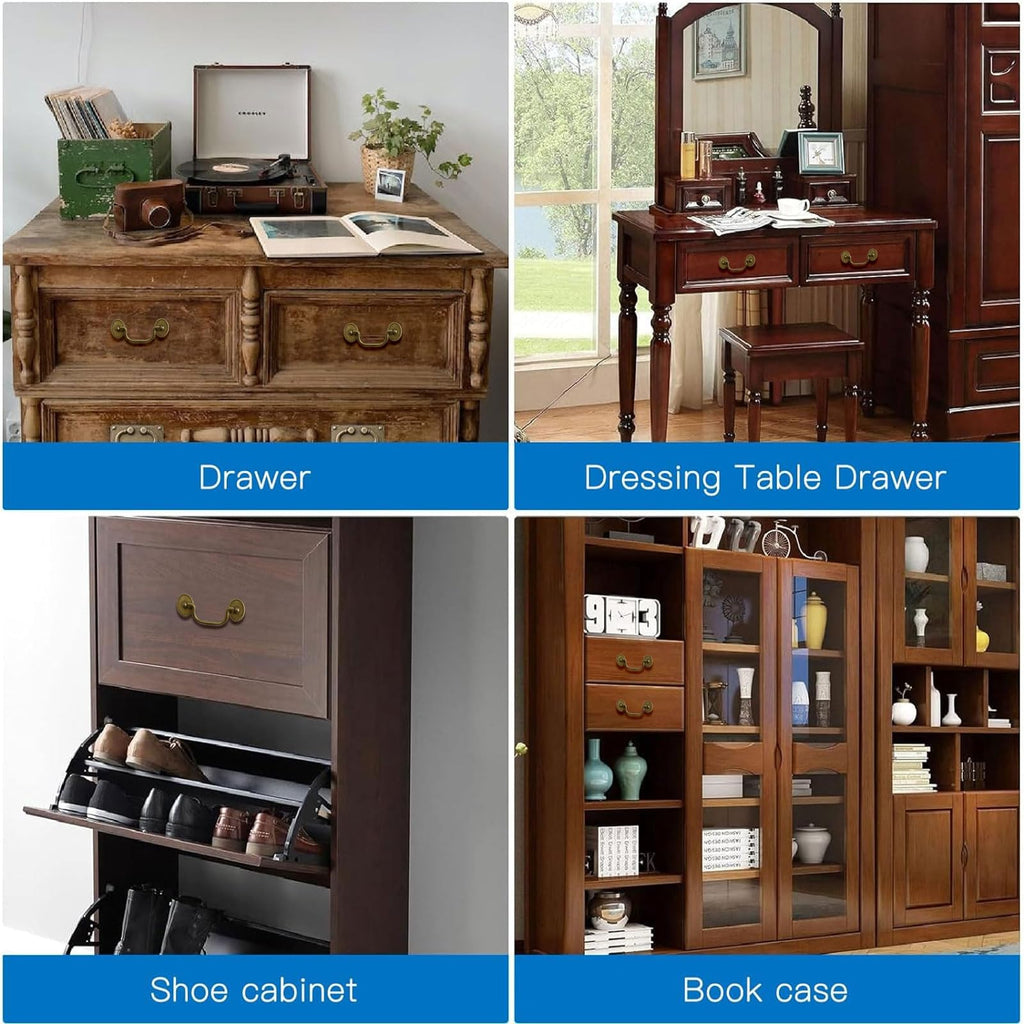 Drop Bail Handle Pulls, 6PCS Antique Drawer Pulls Handles Furniture Door Pull Cabinet Pull Handles Hardware Cabinet