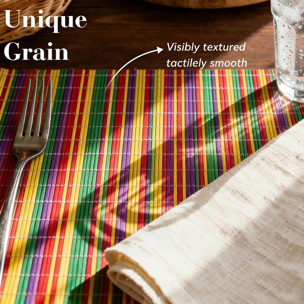 4-Pack Bamboo Placemats,Woven Heat-Resistant Rectangular Table Mats, Natural Rectangular Dining Place Mats, Rustic