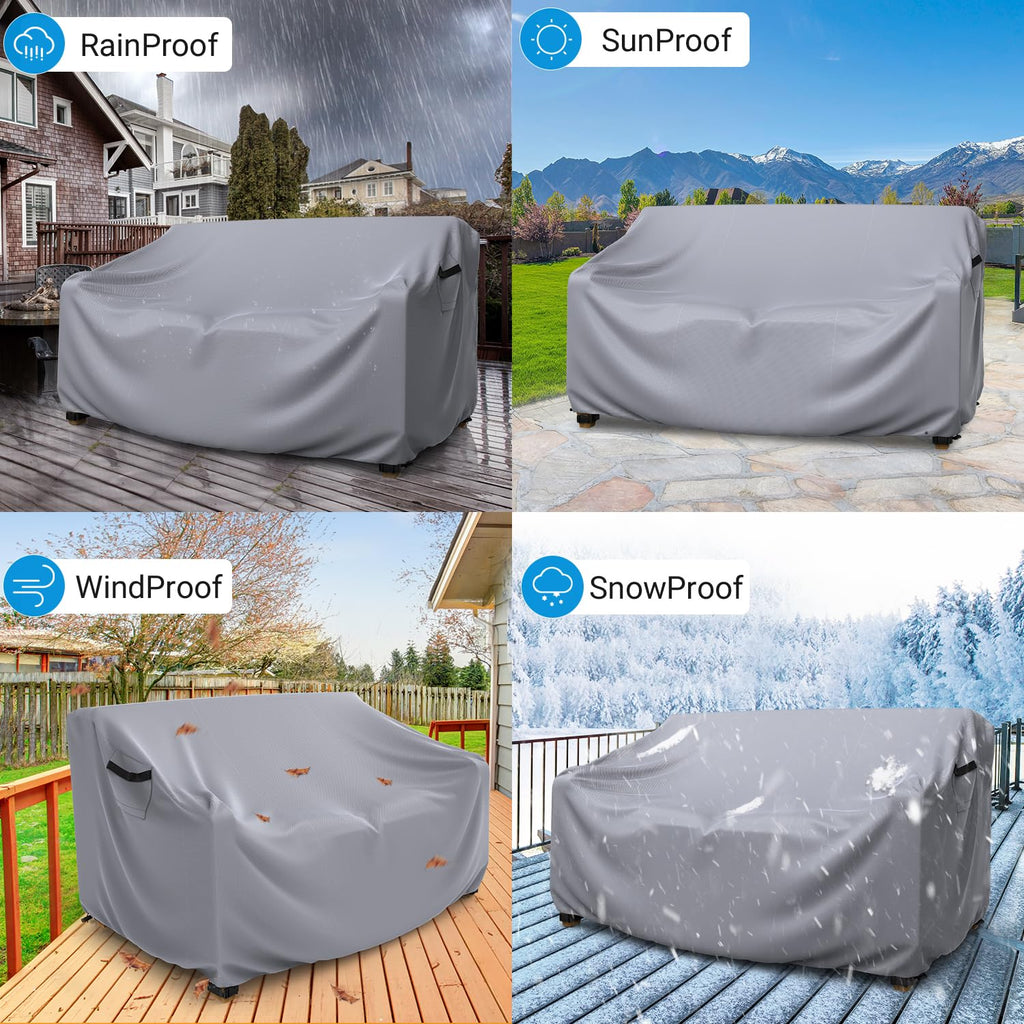 3-Seater Outdoor Patio Sofa Cover Waterproof 90"W×34"D×32"H Grey