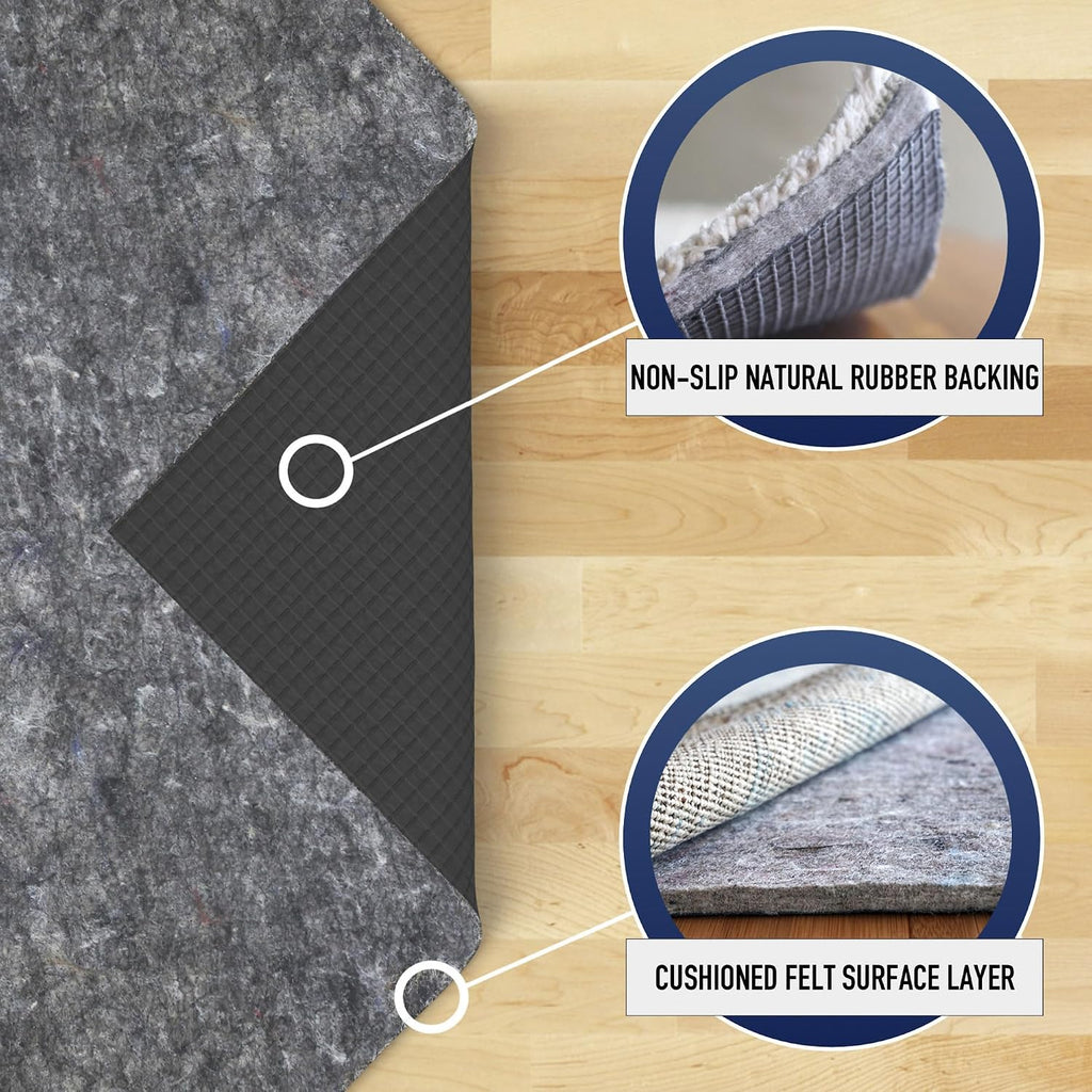 Lock - 9'x12' - 1/4" Thick - Felt + Rubber - Premium Non-Slip Rug Pad - Set of 108