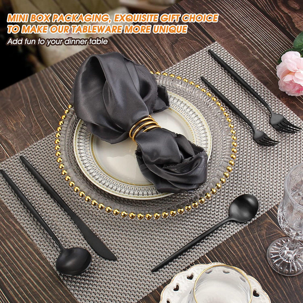 Matte Black Silverware Set, 20 Piece Stainless Steel Flatware Set, Service for 4, Satin Finish Tableware, Cutlery