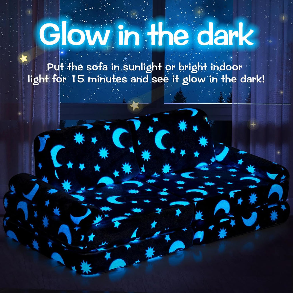 Star Modular Kids Play Couch for Toddlers 1-3,10 PC Glow-in-the-Dark