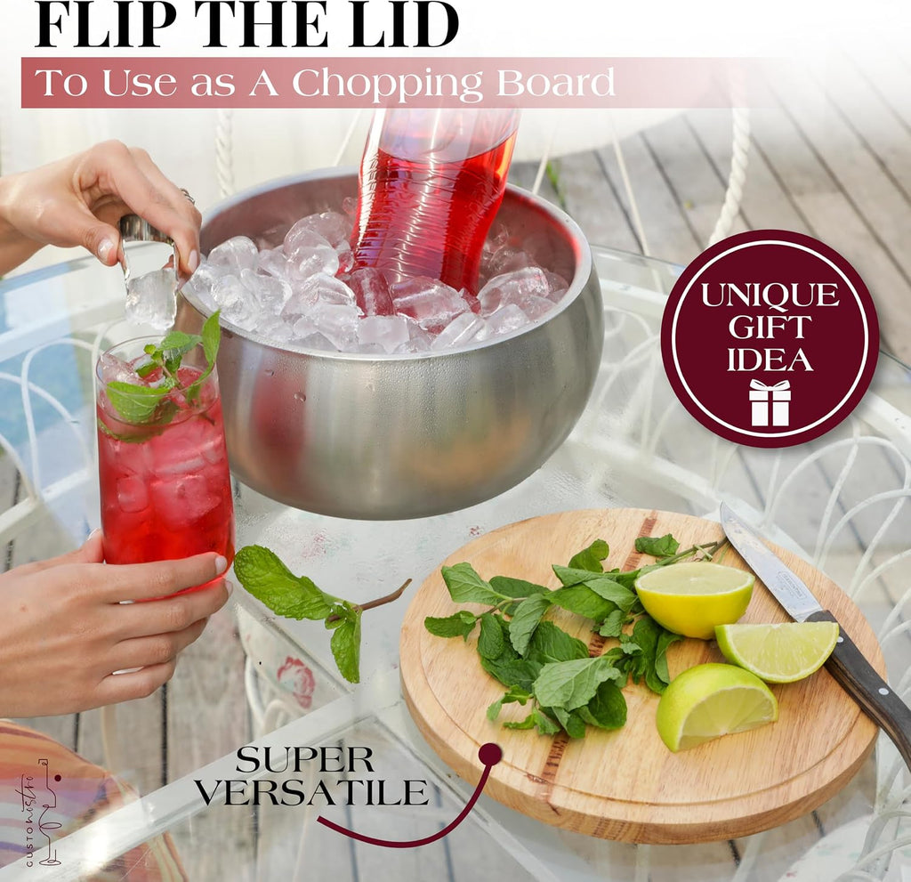 4.1L Insulated Ice Bucket with Lid and Tongs, Double Wall Stainless Steel Ice Bucket Large, BPA Free Ice Bucket