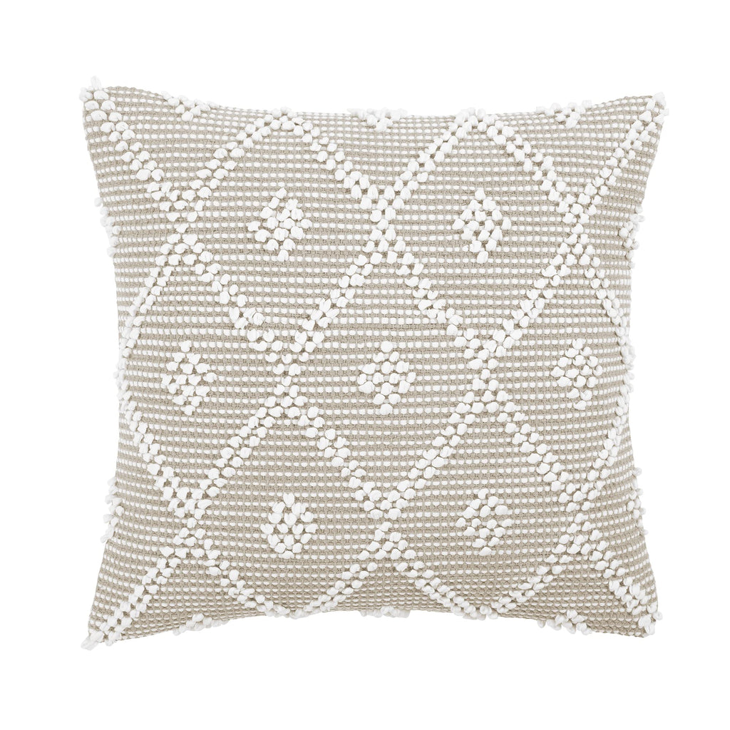 Adelyn Decorative Throw Pillow Cover, 20" W x 20" L, Neutral - Square Pillow - Neutral Diamond Pillow - Textured