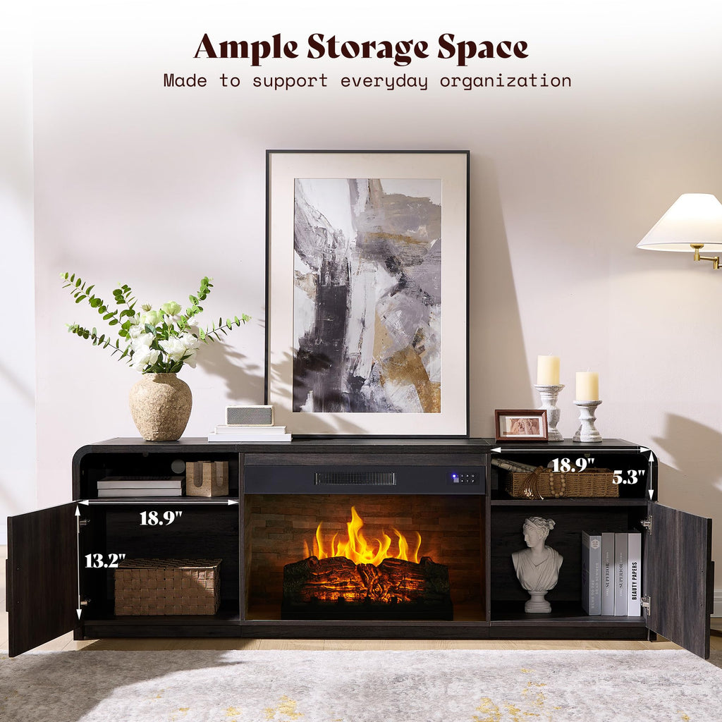 70" Fluted TV Stand with 30" Electric Fireplace