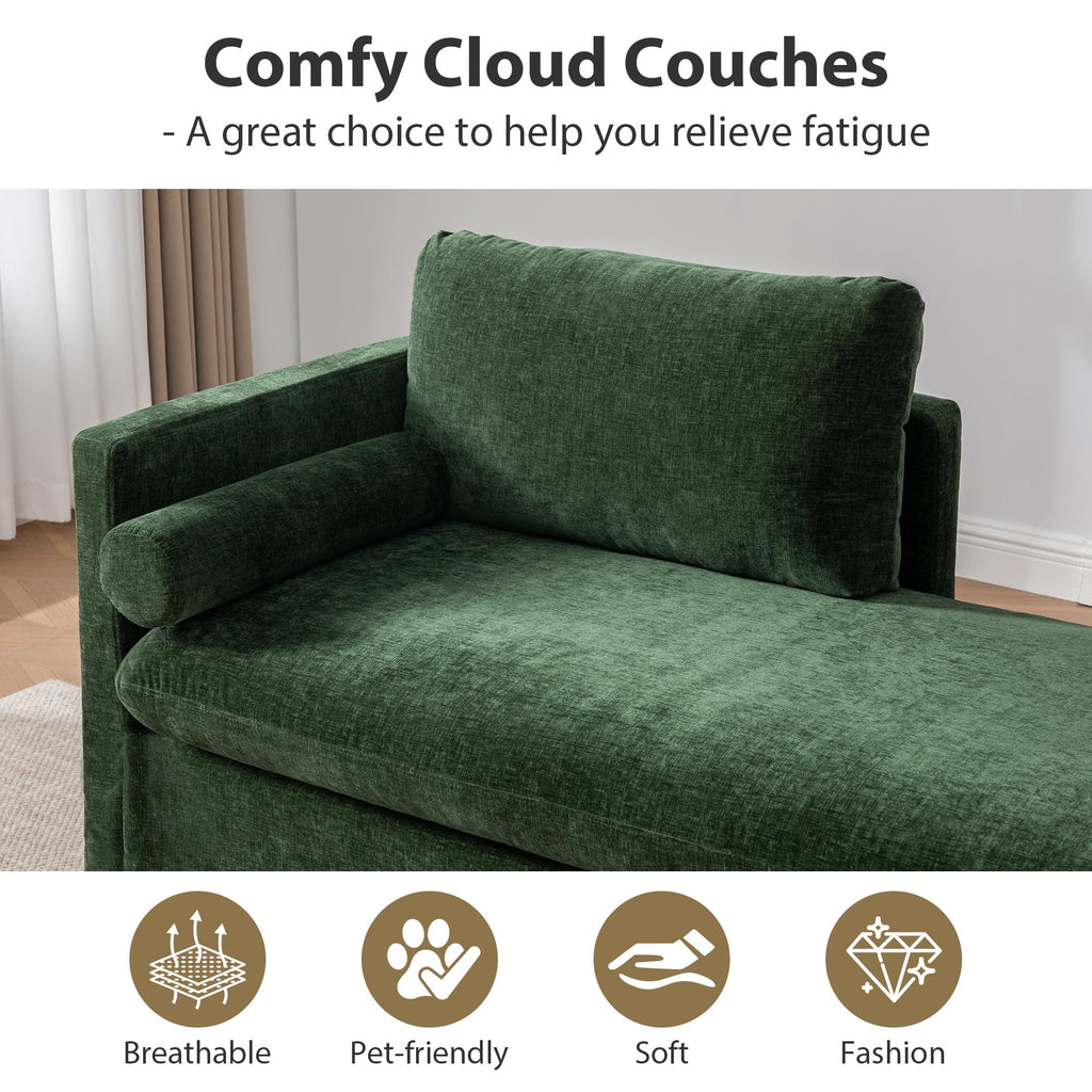 82.68" Oversized Chaise Lounge Indoor Modern Upholstered 2-Seater Daybed Sofa Bench with Pillows & Armrests Lounge