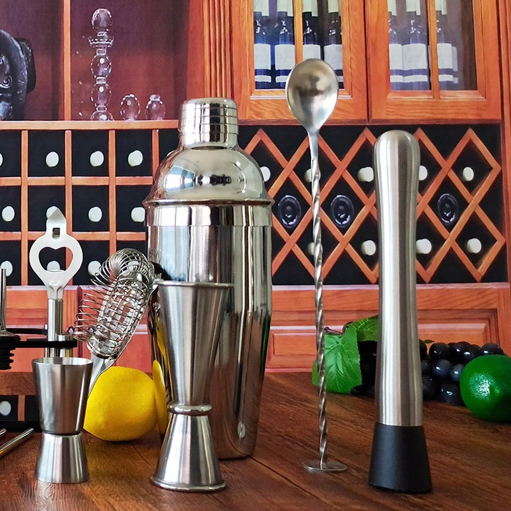 Cocktail Shaker Cocktail Shakers Bartender Accessory Stainless Steel Kit Tool with Acrylic Display Stand Bar - Set of 20