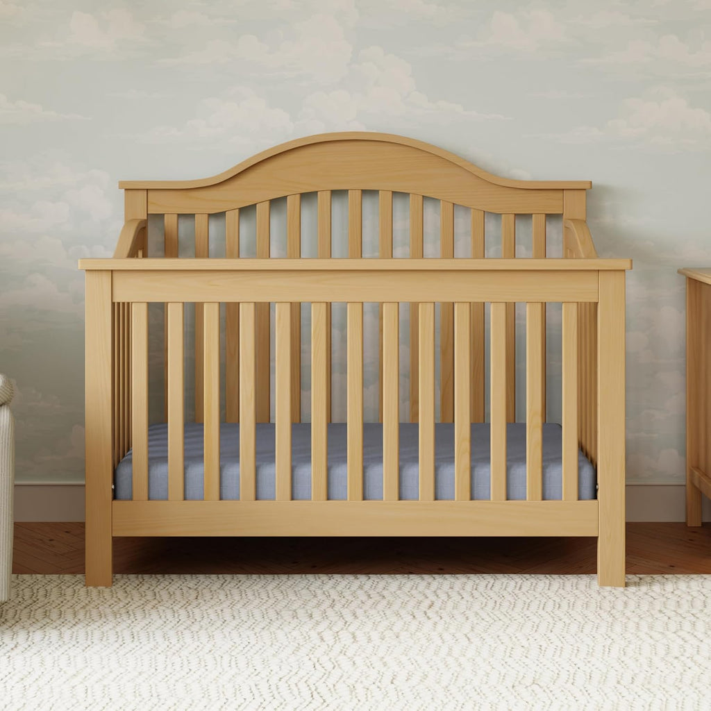 Jayden 4-in-1 Convertible Crib in Honey, Greenguard Gold and FSC Certified | Converts to Toddler Bed, Daybed &