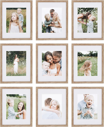 9 Piece Gallery Wall Frame Set, 11x14 Inch, Light Natural