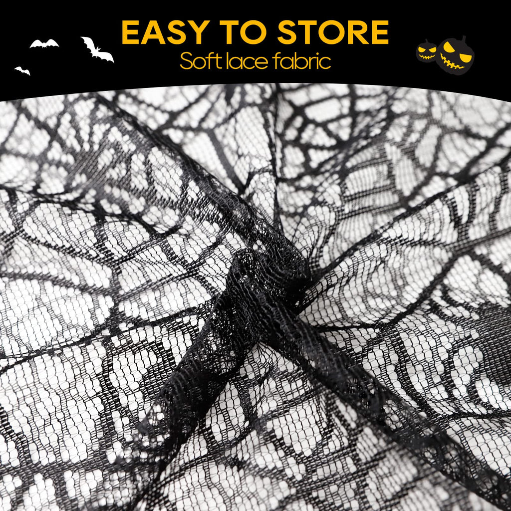 Black Lace Halloween Tablecloth - 60x104 Inch Rectangle Spider Web