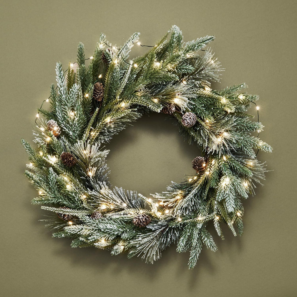 Christmas Wreath for Front Door with Lights, 22 in Cypress Wreath