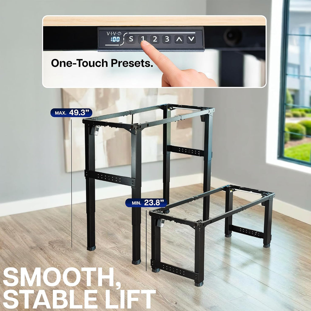 Premium Electric 4-Leg Dual Motor Standing Desk Frame for Table Tops up to 107 x 53 inches and 330 lbs, Memory