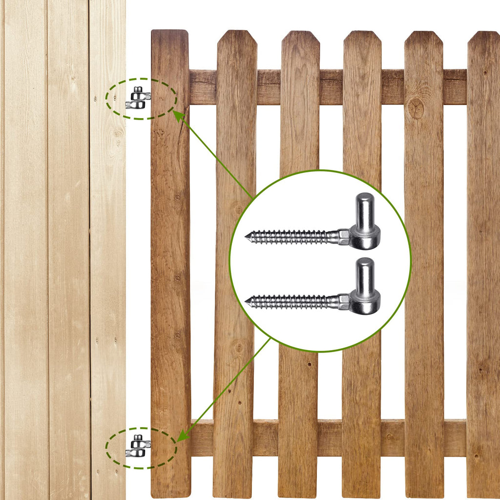 304 Stainless Steel Gate Hinge, 5/8" Pin Heavy Duty Lag Screw Hinge for Wooden Fence & Farm Gate, One-Piece Molding