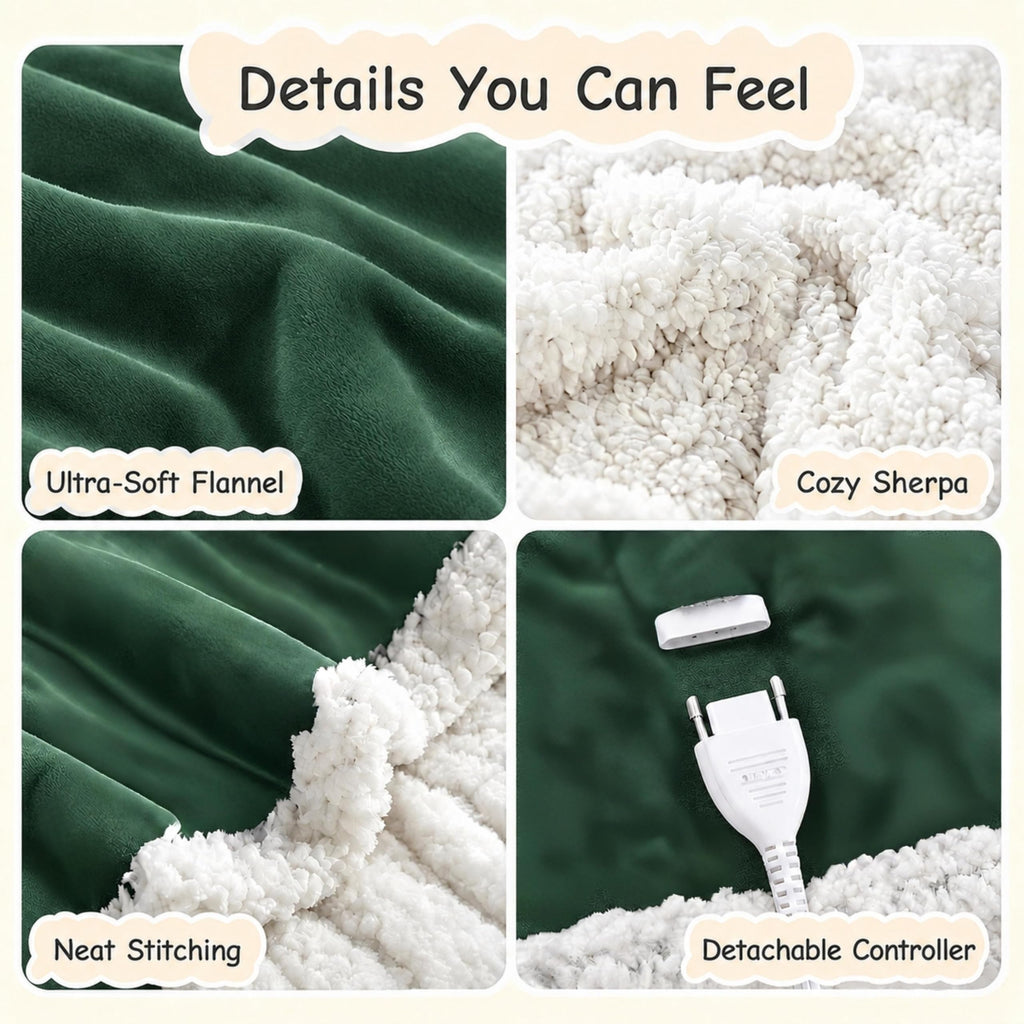 Electric Heated Blanket 84"x90", 9 Heat Settings 10-Hour Auto-Off