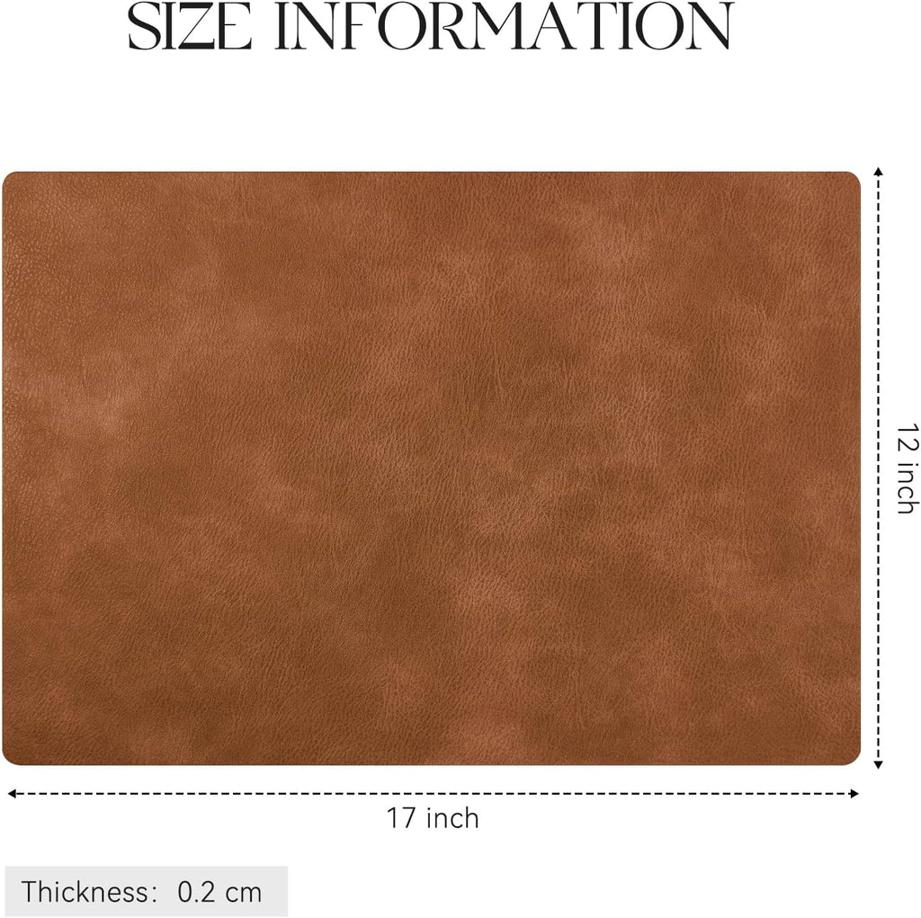 Vinyl Faux Leather Placemats, Reddish Brown - Set of 4