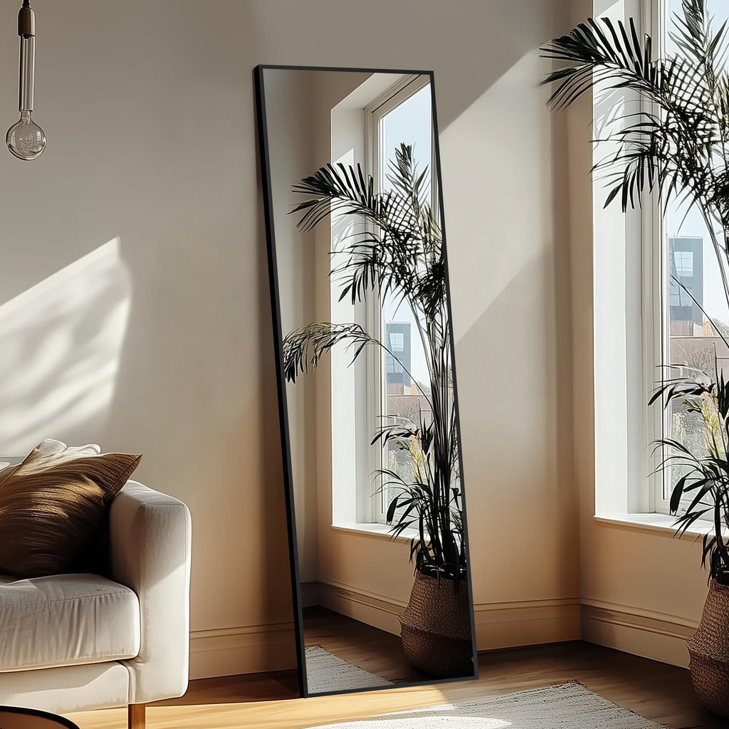Full Length Mirror with Stand, 69x24 Black Floor Mirror