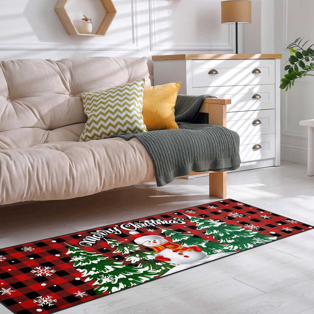 Area Rug Entry Runner Rug, 2' x 6', Christmas Plaid