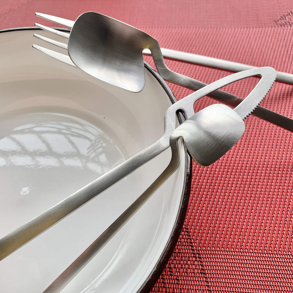 Matte Silver Cutlery Set 24 Pack, Kitchen Silverware/Flatware Anti-rust Utensil Set, Stainless Steel Dinnerware Set